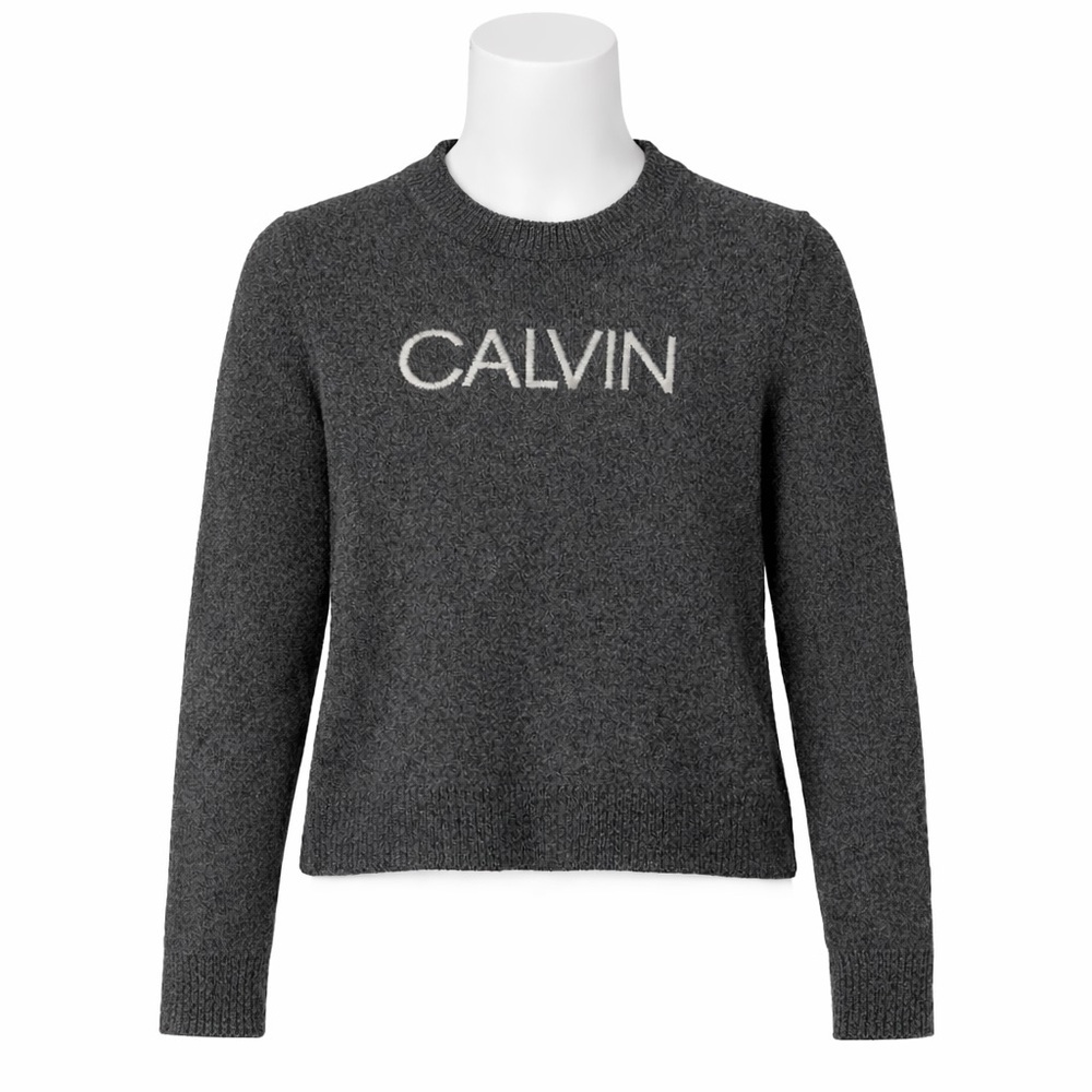 Size L Calvin Klein Unisex Kids Logo Crew Neck‎ Wool Cashmere Sweater